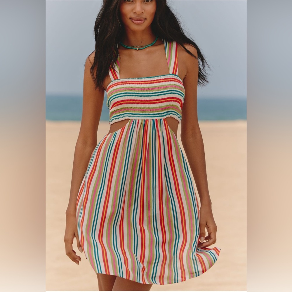 Anthropologie Women’s XL CELANDINE The Piper Bandeau Cutout Mini Dress Multi
